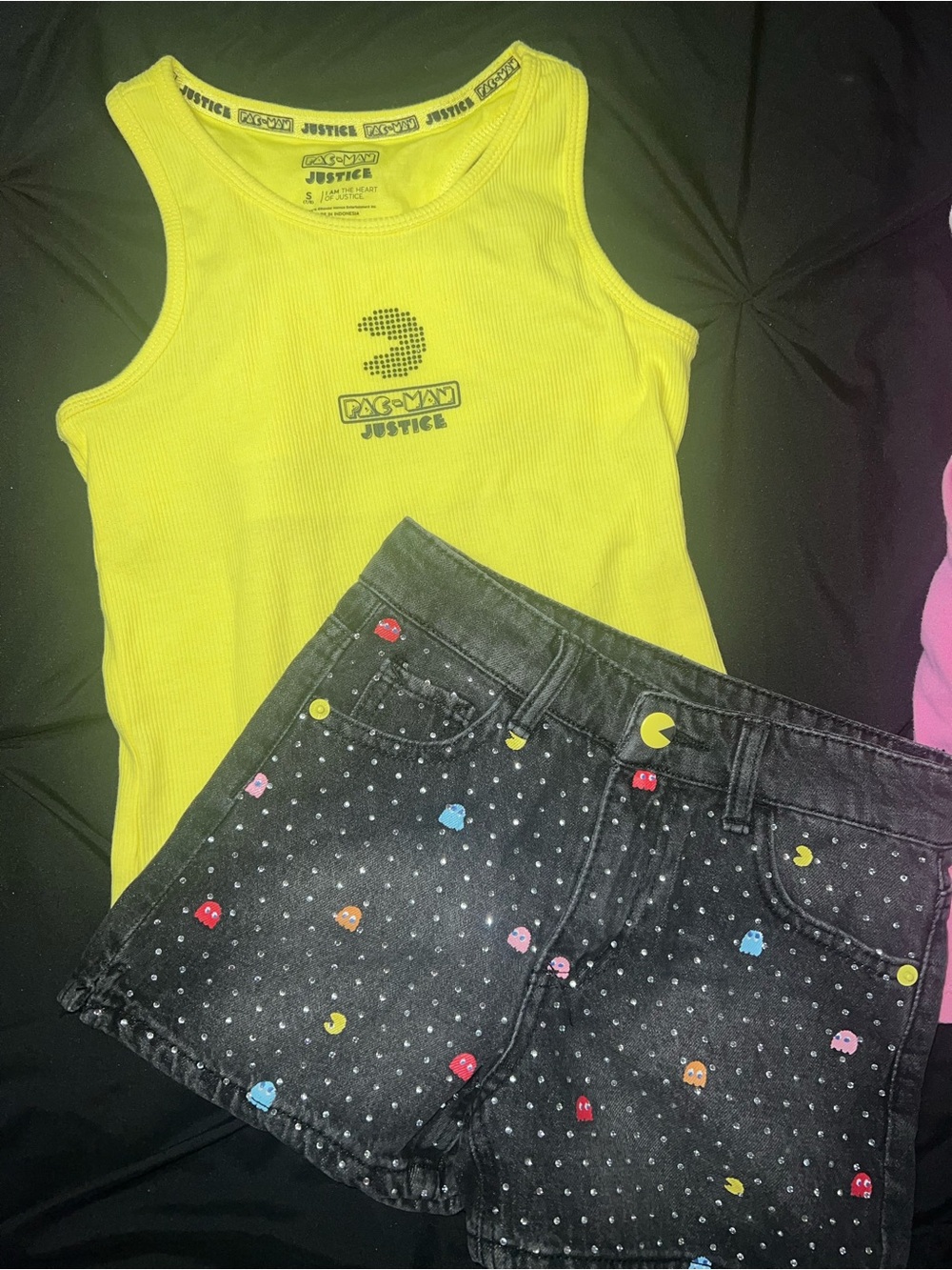 Justice Yellow Pac-Man Ribbed Tank Top